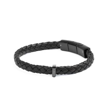 Einzelnes schwarzes italienisches Nappalederarmband mit vollständig schwarzem Finish - Una Black